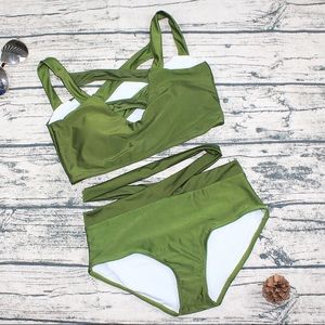 💚 Sexy CrissCross Highwaist Bandage Bikini Set 💚